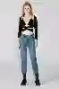 Resim Yüksek Bel Çok Düğmeli Mom Jean