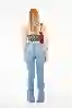 Resim Yırtık Paça Denim Pantolon