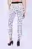 Resim BEL SİYAH LASTIKLI SİYAH/GRİ/BEYAZ PAÇA YIRTMAÇLI EKOSE PANTOLON