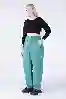 Resim Büyük Beden Petrol Yeşili Paper Bag Mom Jeans