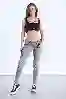 Resim Gri Düşük Bel Lazer ve Dikiş Detaylı Skinny Jeans