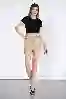 Resim Bej Yüksek Bel Kot Şort