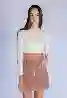 Resim Pudra Pembe Fitilli Kadife Ön Cep Detay Mini Etek