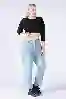 Resim Büyük Beden Açık Mavi Yüksek Bel Mom Jeansl