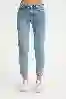 Resim Slim Fit Orta Bel Düz Paça Jean Kadın Pantolon