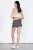 Resim Gri Normal Bel Pileli Mini Kot Etek