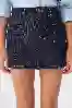 Resim Koyu Mavi Cep Detayli Mini Denim Etek