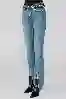 Resim Mavi Normal Bel Paça Yırtmaçlı Straight Jeans