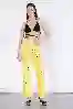 Resim Sarı Boyalı Yüksek Bel Palazzo Jeans