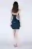 Resim Lacivert Straplez Mini Kot Elbise