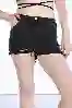 Resim Yüksel Bel Lazerli Mini Kot Şort