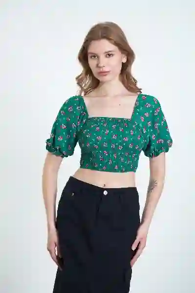 Resim KOLLARI LASTİK DETAYLI BLUZ