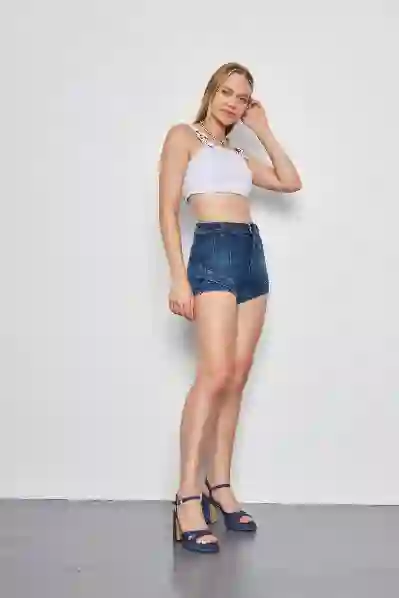 Resim Mini dikiş detaylı denim şort