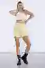 Resim Sarı Yüksek Bel Çift Cep Paperbag Denim Şort