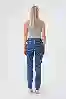 Resim Mavi Yüksek Bel Paça Detayli Slim Mom Jean