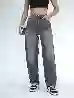 Resim Kadın Baggy Hafif lazerlı Jeans