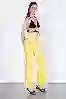 Resim Sarı Boyalı Yüksek Bel Palazzo Jeans