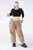 Resim Büyük Beden Kahverengi Stoperli Kargo Paraşüt Pantolon