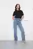 Resim Palazzo Ön Cepler Denim Pantolon
