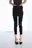 Resim Siyah Yüksek Bel Lazer Detaylı Skinny Jeans
