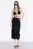 Resim Siyah Dikiş ve Arka Yırtmaç Detay Midi Boy Kargo Etek