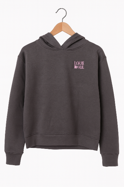 Resim Baskılı Oversize Kapüşonlu Kadın Sweatshirt