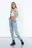 Resim Açık Mavi Yüksek Bel Lazer Detaylı Mom Jeans