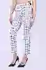 Resim BEL SİYAH LASTIKLI SİYAH/GRİ/BEYAZ PAÇA YIRTMAÇLI EKOSE PANTOLON