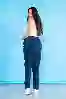 Resim Büyük Beden Lacivert Yüksek Bel Diz Lazer Detay Mom Jeans