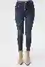 Resim Koyu Mavi Vintage Şekillendiren Etki Push Up Yuksek Bel Skinny Jean