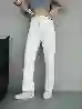 Resim Beyaz Mom Fıt Düz denim Pantolon