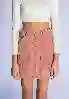 Resim Pastel Pembe Fitilli Kadife Ön Cep Detay Mini Etek
