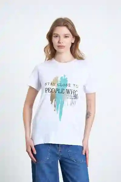 Resim ÖNÜ BASKILI RENKLİ T SHİRT