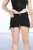 Resim Yüksel Bel Lazerli Mini Kot Şort