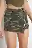 Resim Kamuflaj Önden Düğmelı Denim Şort Etek