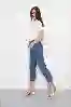 Resim Mavi Mom Paça kesik Düz Jeans