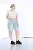Resim Büyük Beden Açık Mavi Yüksek Bel bermuda Kot Şort