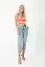 Resim Buz Mavi Yüksek Bel Mom Jeans