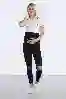 Resim Siyah Diz Lazer Detaylı Slim Fit Hamile Pantolon