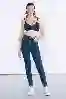 Resim Koyu Mavi Yüksek Bel Mom Jeans
