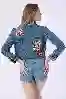 Resim Düğmeli Peçli Denim Ceket