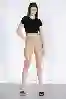 Resim Bej Yüksek Bel Kot Şort
