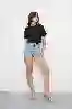 Resim Yüksek Bel  Mini Kot Şort