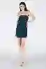 Resim Lacivert Straplez Mini Kot Elbise