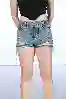 Resim Yüksel Bel Lazerli Mini Kot Şort