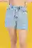Resim Açık Mavi Yüksek Bel Püskül Detaylı Kot şort
