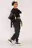 Resim Siyah Yüksek Bel Yan Cep Detaylı Beli Lastikli Jogger Pantolon