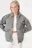 Resim Gri Kanvas Cepli Oversize Denim Ceket