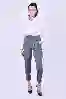 Resim PAÇA ÇITÇIT KEMERLİ BEL LASTİKLİ KOYU GRİ PANTOLON