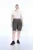 Resim Büyük Beden Gri Yüksek Bel Bermuda Kot Şort
